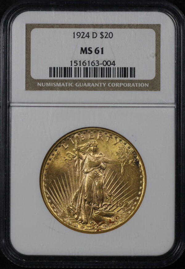 Obverse of this 1924-D St. Gaudens $20 NGC MS-61