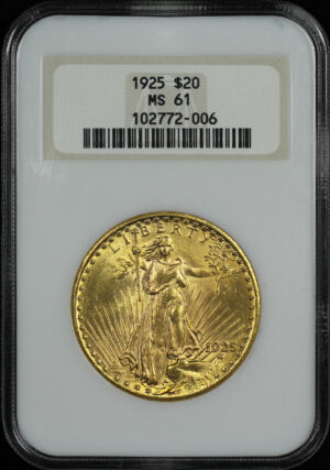 Obverse of this 1925 St. Gaudens $20 NGC MS-61 Old Fatty Holder