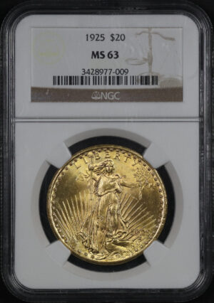Obverse of this 1925 St. Gaudens $20 NGC MS-63