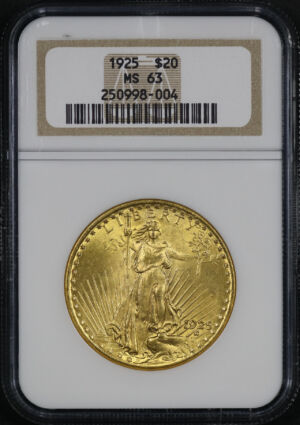 Obverse of this 1925 St. Gaudens $20 NGC MS-63