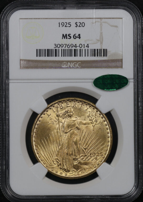 Obverse of this 1925 St. Gaudens $20 NGC MS-64 CAC