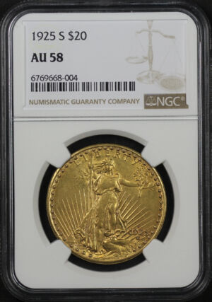 Obverse of this 1925-S St. Gaudens $20 NGC AU-58