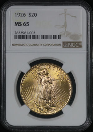 Obverse of this 1926 St. Gaudens $20 NGC MS-65