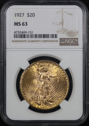 Obverse of this 1927 St. Gaudens $20 NGC MS-63