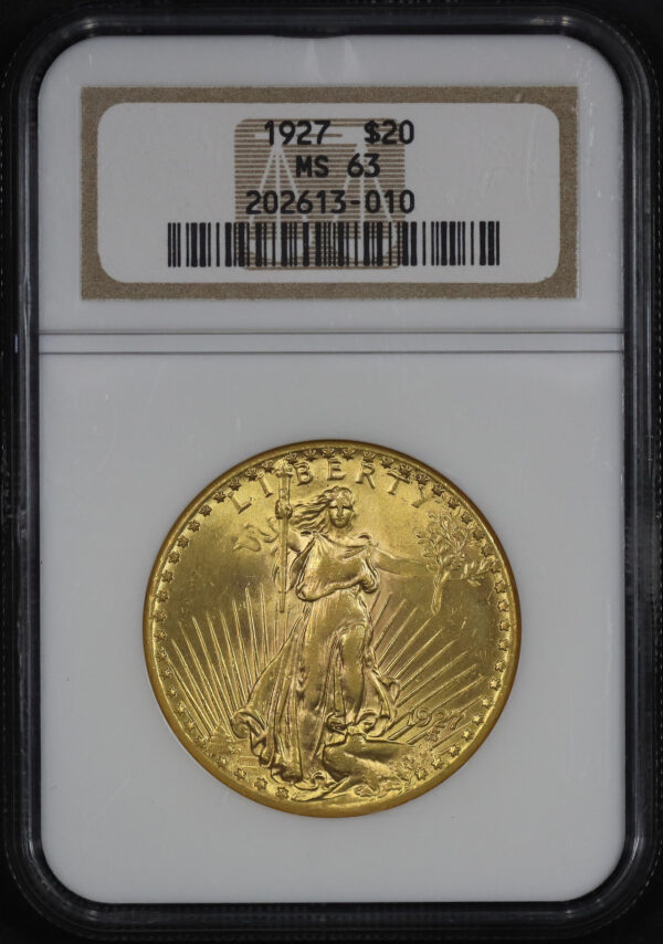 Obverse of this 1927 St. Gaudens $20 NGC MS-63