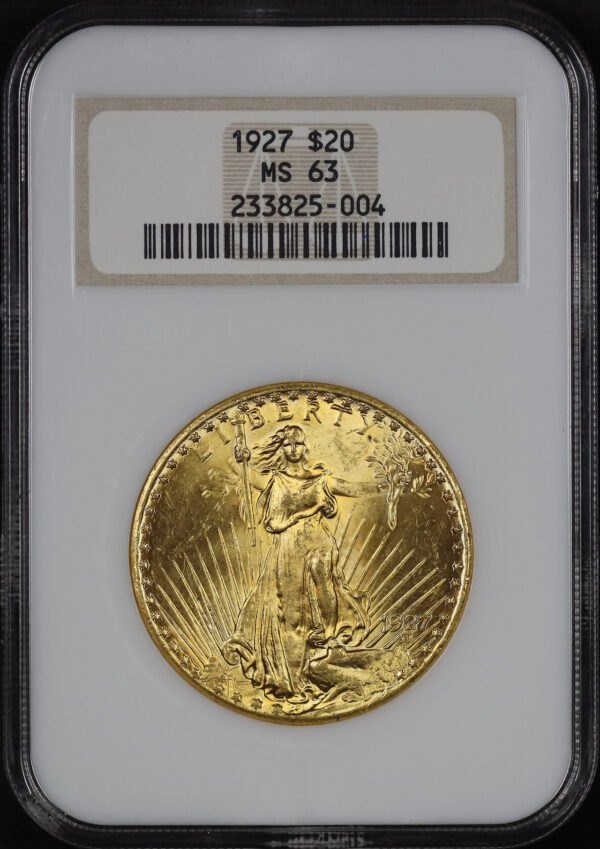 Obverse of this 1927 St. Gaudens $20 NGC MS-63