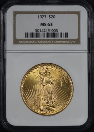 Obverse of this 1927 St. Gaudens $20 NGC MS-63