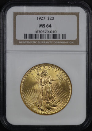 Obverse of this 1927 St. Gaudens $20 NGC MS-64