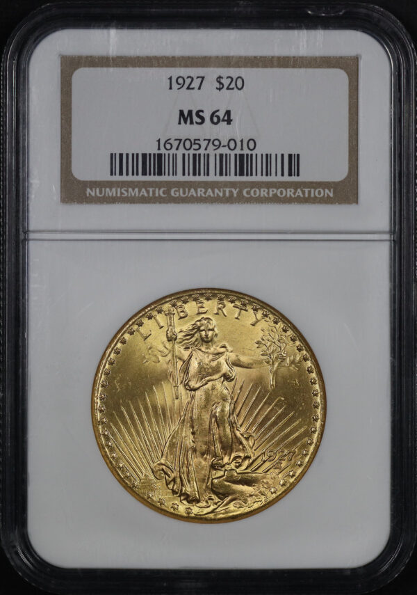 Obverse of this 1927 St. Gaudens $20 NGC MS-64