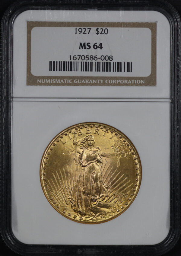 Obverse of this 1927 St. Gaudens $20 NGC MS-64