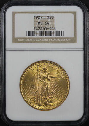 Obverse of this 1927 St. Gaudens $20 NGC MS-64