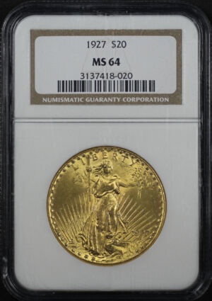 Obverse of this 1927 St. Gaudens $20 NGC MS-64