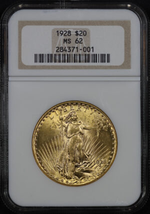 Obverse of this 1928 St. Gaudens $20 NGC MS-62