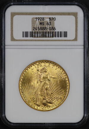 Obverse of this 1928 St. Gaudens $20 NGC MS-63