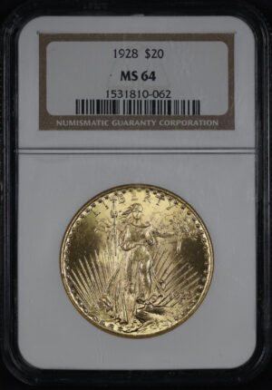 Obverse of this 1928 St. Gaudens $20 NGC MS-64