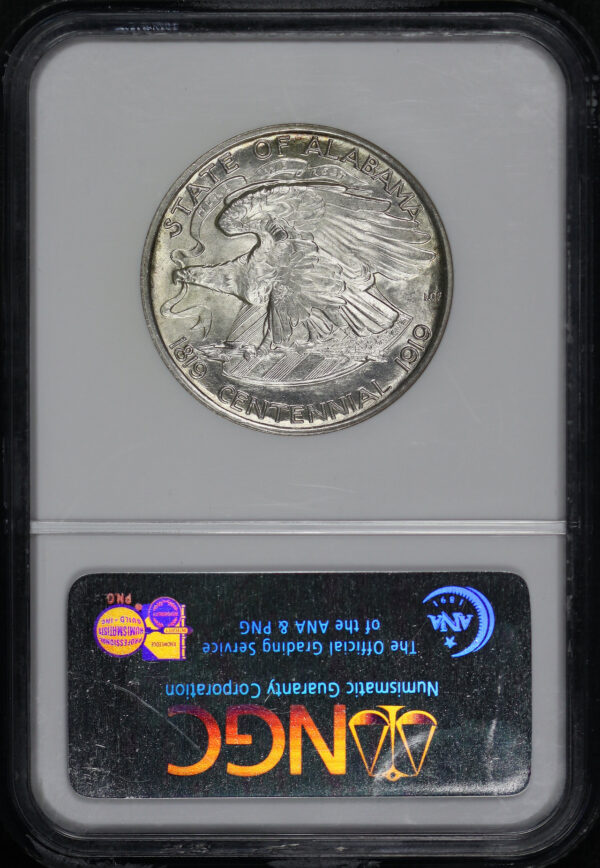 Reverse of this 1921 50C Alabama 2X2 Silver Commemorative NGC MS-66
