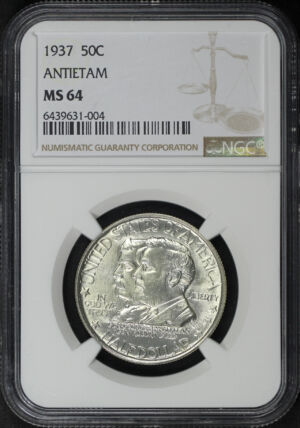 Obverse of this 1937 Silver Commemorative Antietam 50C NGC MS-64