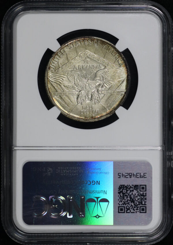 Reverse of this 1936-S 50C Arkansas Silver Commemorative NGC MS-67