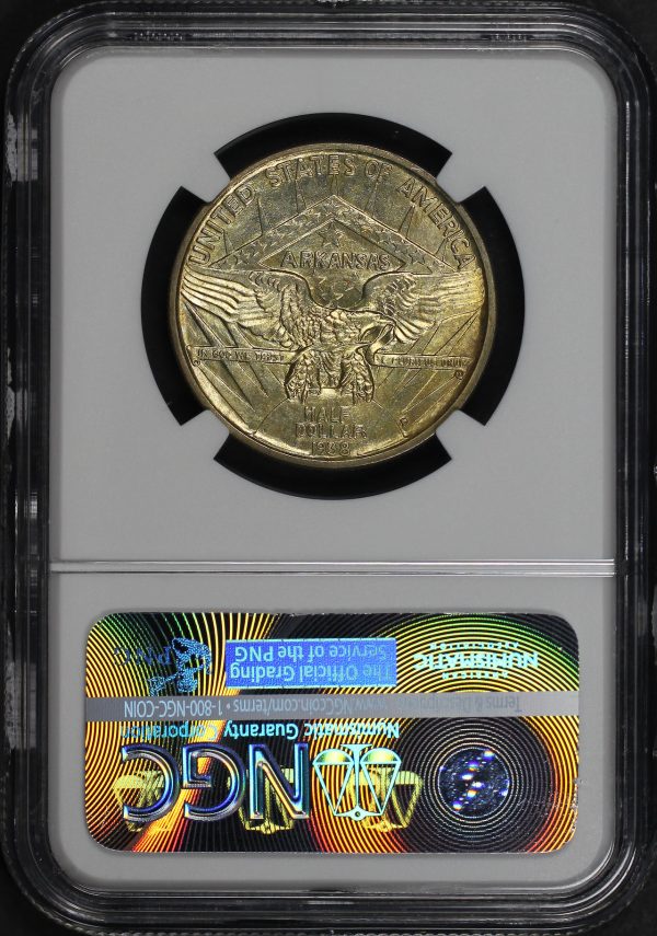 Reverse of this 1938-D 50C Arkansas Silver Commemorative NGC MS-67+