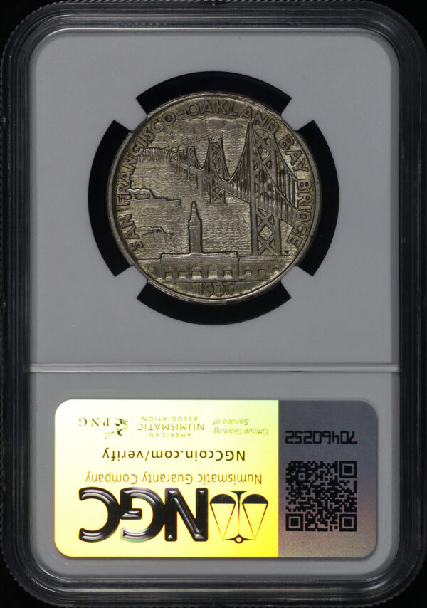 Reverse of this 1936-S 50C Bay Bridge Silver Commemorative NGC MS-62