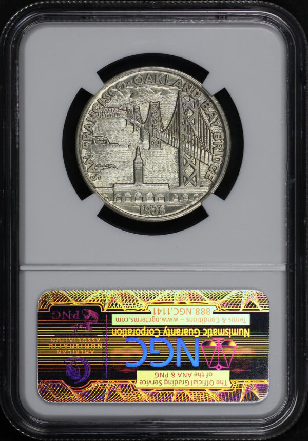 Reverse of this 1936-S 50C Bay Bridge Silver Commemorative NGC MS-63