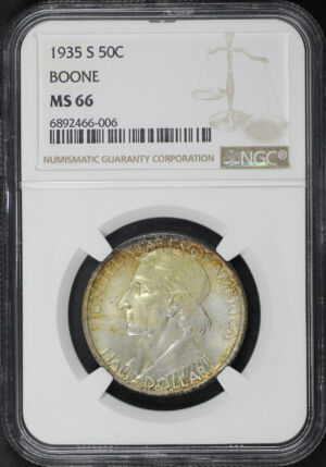 Obverse of this 1935-S Silver Commemorative Boone 50C NGC MS-66