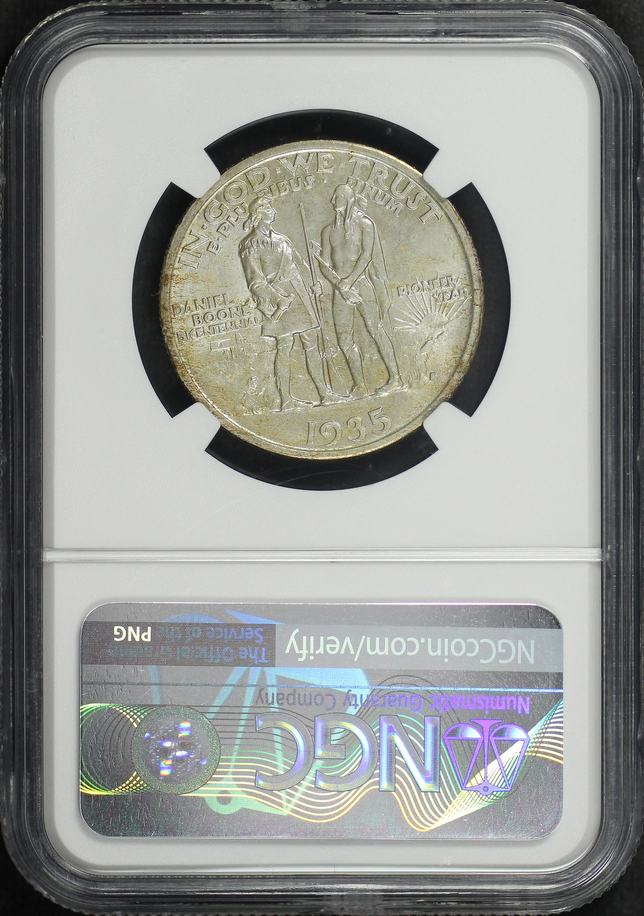Reverse of this 1935-S Silver Commemorative Boone 50C NGC MS-66
