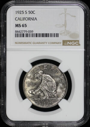 Obverse of this 1925-S 50C California Silver Commemorative NGC MS-65