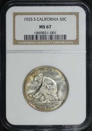 Obverse of this 1925-S Silver Commemorative California 50C NGC MS-67