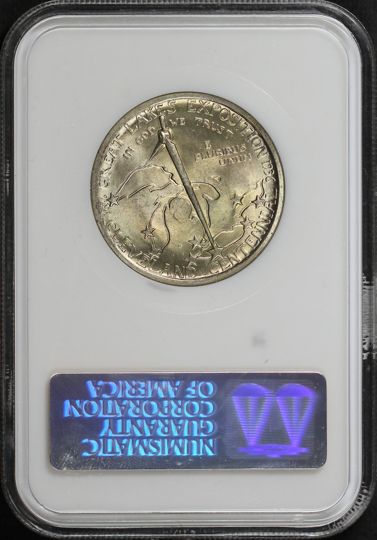 Reverse of this 1936 Silver Commemorative Cleveland 50C NGC MS-64 Old Fatty Holder