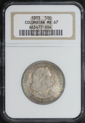 Obverse of this 1893 Silver Commemorative Columbian 50C NGC MS-67
