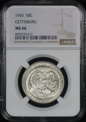 Obverse of this 1936 Silver Commemorative Gettysburg GETTYSBURG 50C NGC MS-66