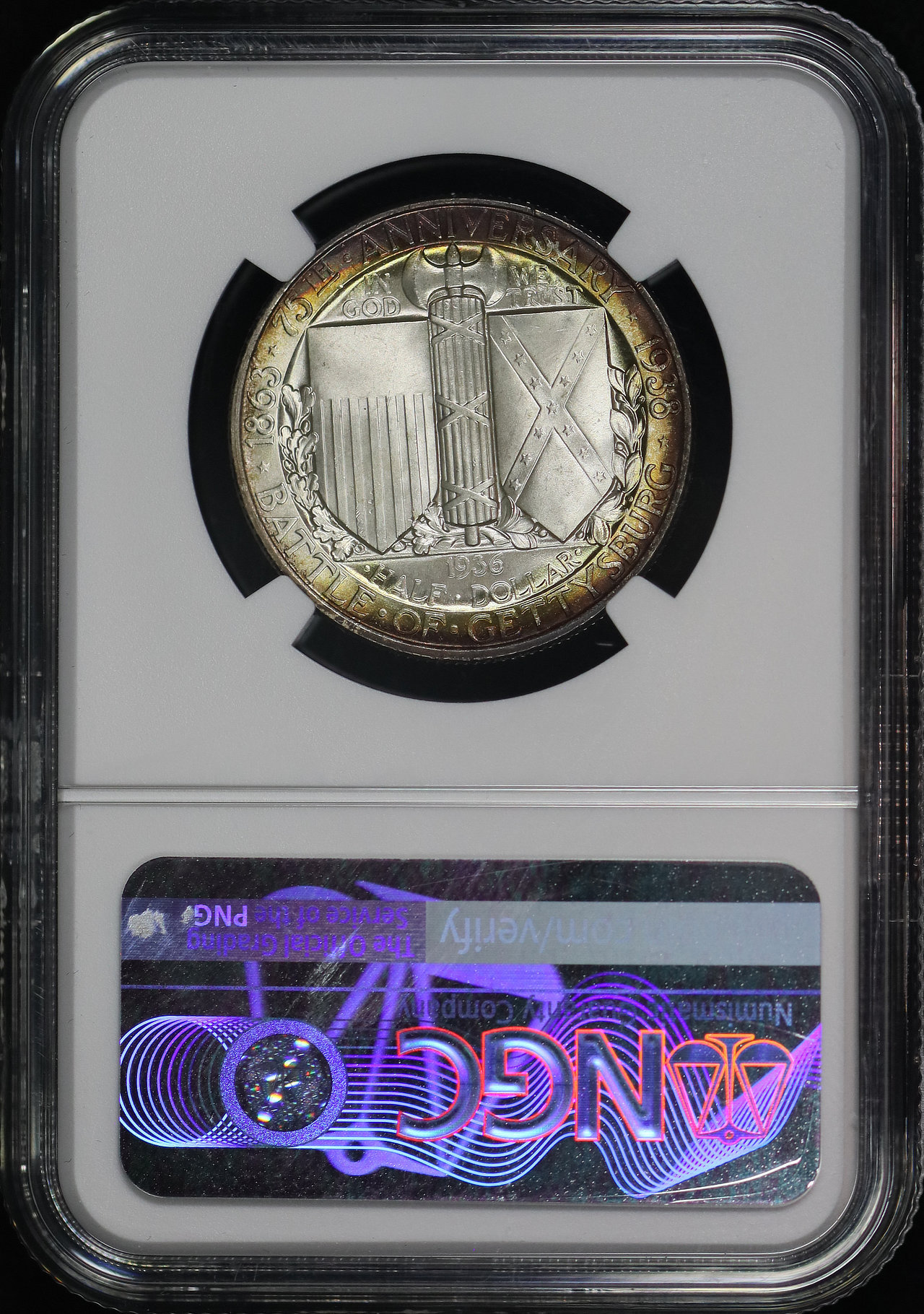 Reverse of this 1936 Silver Commemorative Gettysburg GETTYSBURG 50C NGC MS-66