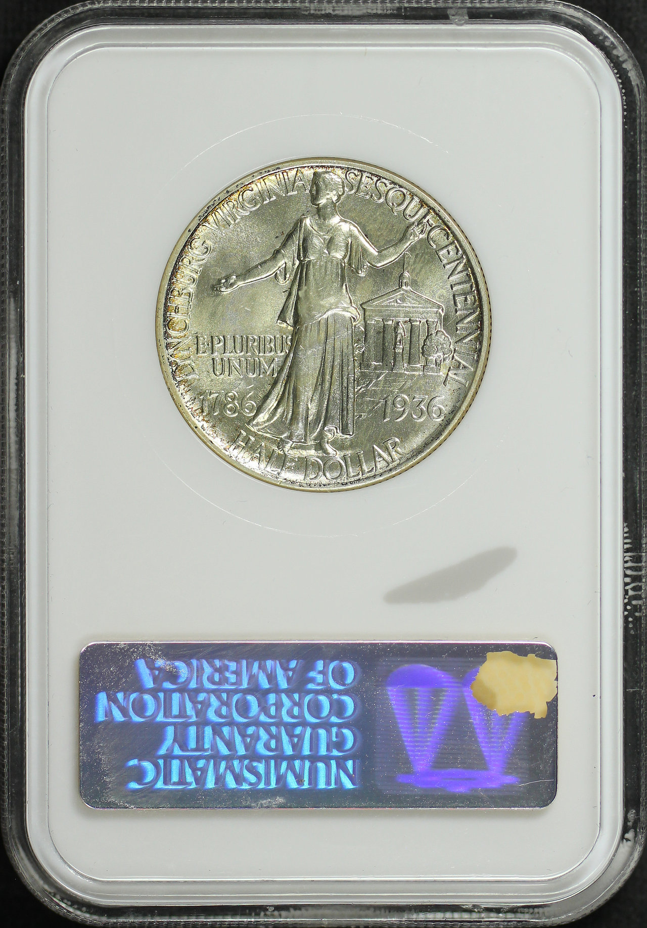 Reverse of this 1936 Silver Commemorative Lynchburg 50C NGC MS-64 Old Fatty Holder