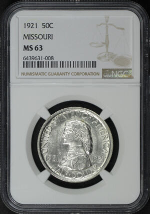 Obverse of this 1921 Silver Commemorative Missouri 50C NGC MS-63