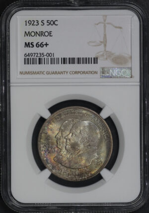 Obverse of this 1923-S 50C Monroe Silver Commemorative NGC MS-66+