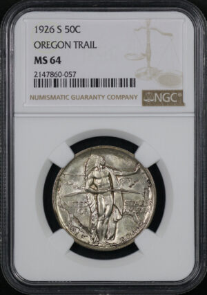 Obverse of this 1926-S 50C Oregon Silver Commemorative NGC MS-64