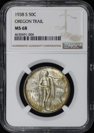Obverse of this 1938-S 50C Oregon Silver Commemorative NGC MS-68