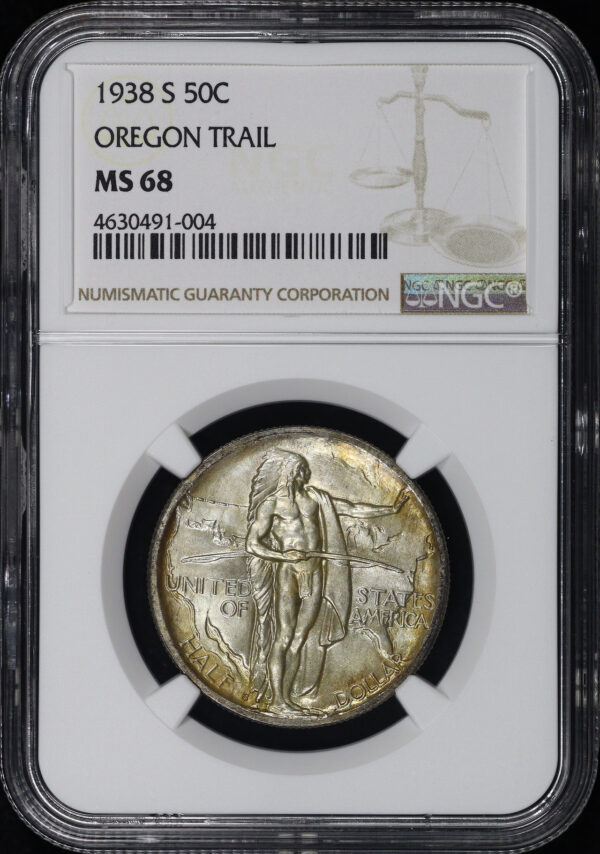 Obverse of this 1938-S 50C Oregon Silver Commemorative NGC MS-68