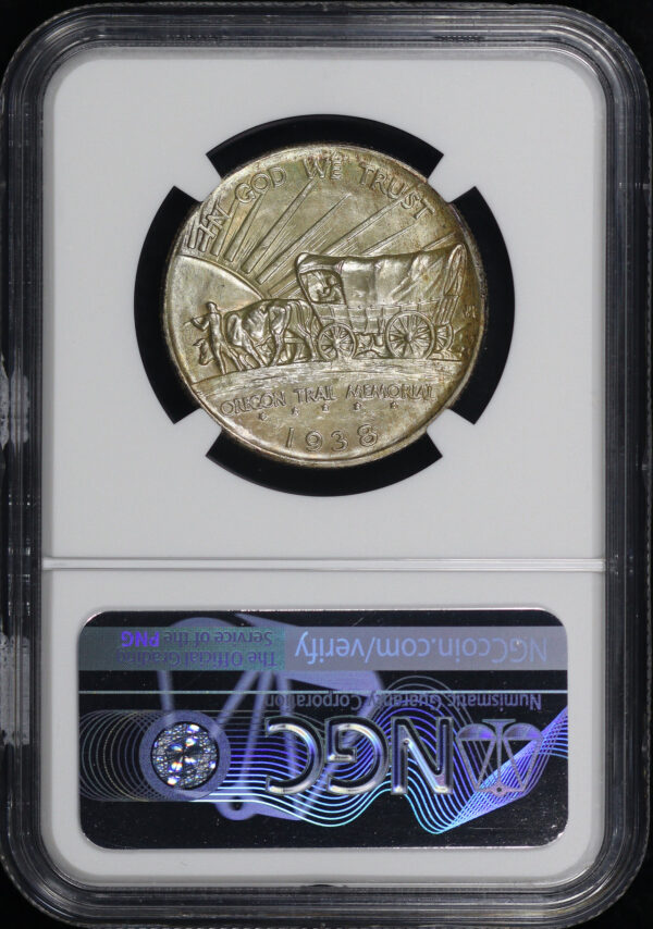 Reverse of this 1938-S 50C Oregon Silver Commemorative NGC MS-68