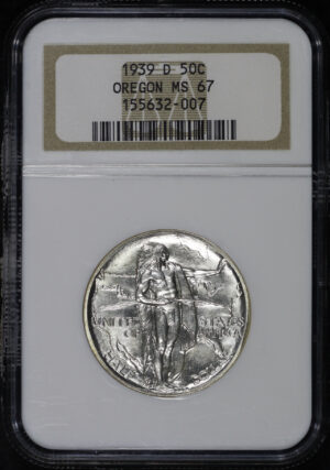 Obverse of this 1939-D 50C Oregon Silver Commemorative NGC MS-67