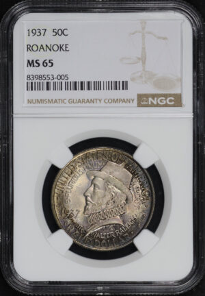 Obverse of this 1937 50C Roanoke Silver Commemorative NGC MS-65