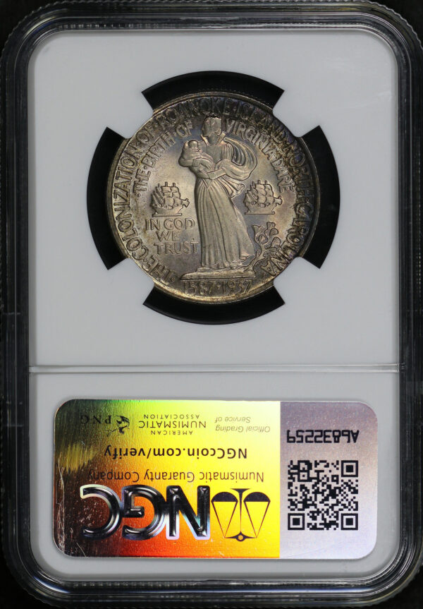 Reverse of this 1937 50C Roanoke Silver Commemorative NGC MS-65