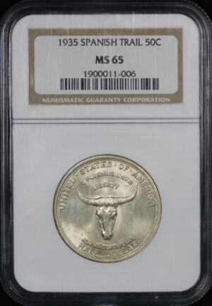 Obverse of this 1935 Silver Commemorative Spanish Trail 50C NGC MS-65