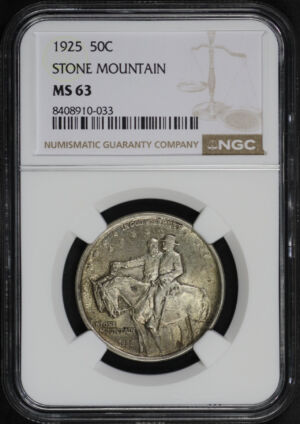 Obverse of this 1925 50C Stone Mountain Silver Commemorative NGC MS-63