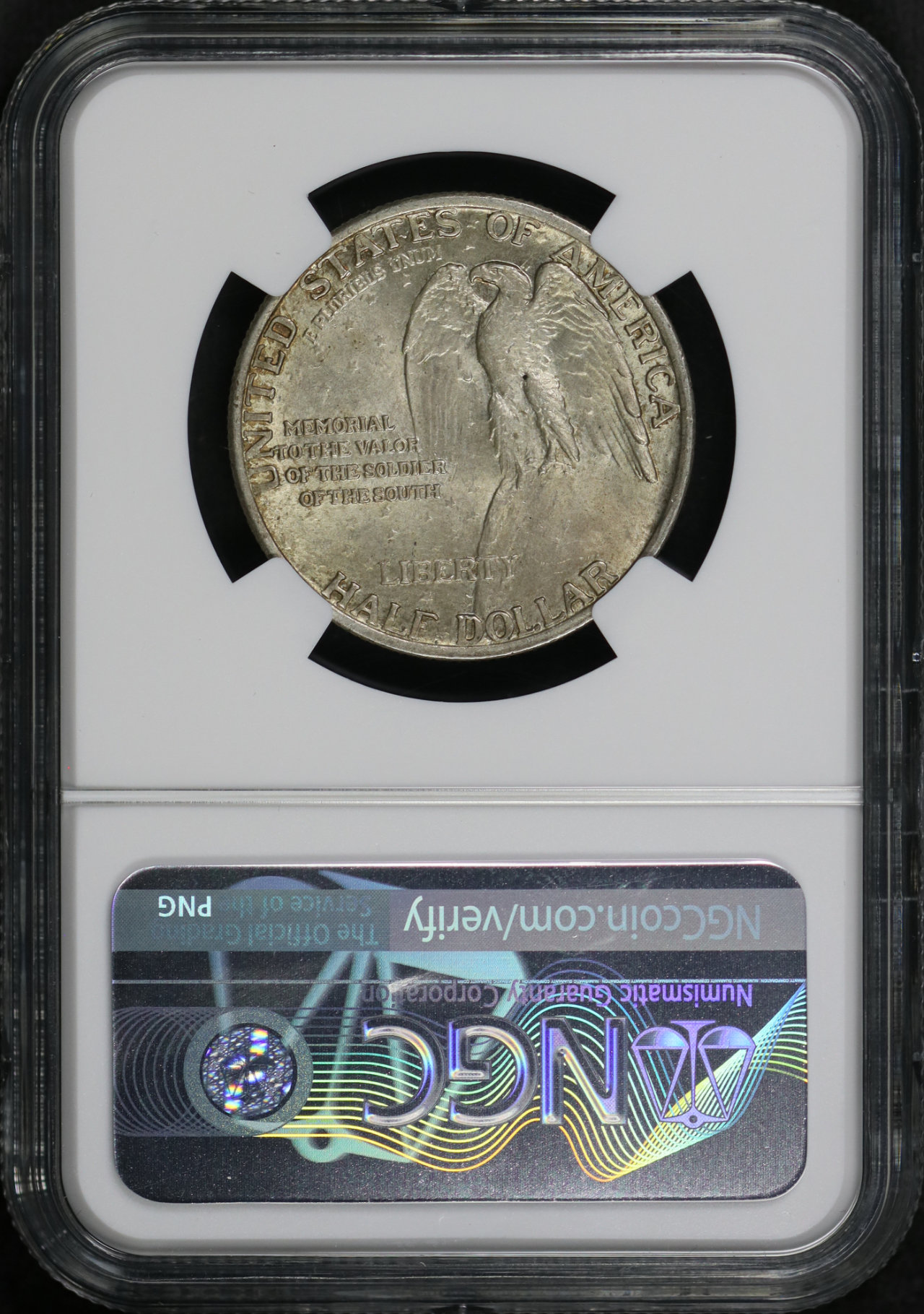 Reverse of this 1925 50C Stone Mountain Silver Commemorative NGC MS-63