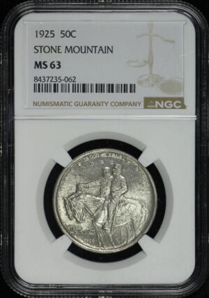 Obverse of this 1925 50C Stone Mountain Silver Commemorative NGC MS-63