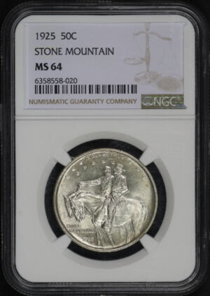 Obverse of this 1925 50C Stone Mountain Silver Commemorative NGC MS-64