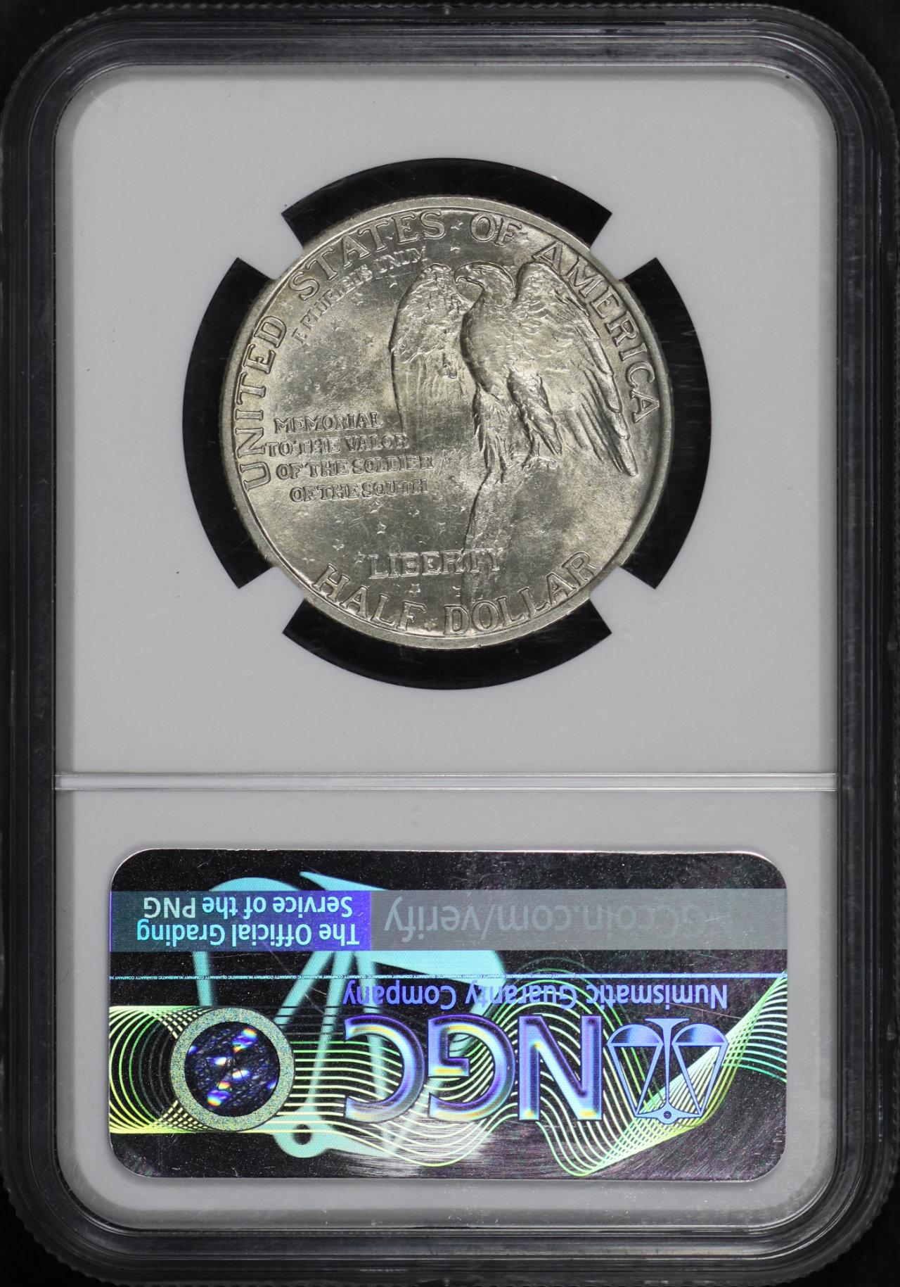 Reverse of this 1925 50C Stone Mountain Silver Commemorative NGC MS-64