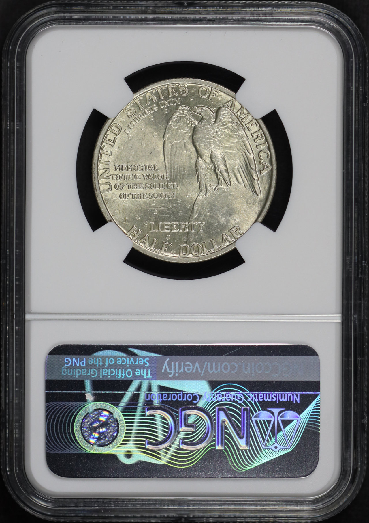 Reverse of this 1925 50C Stone Mountain Silver Commemorative NGC MS-64